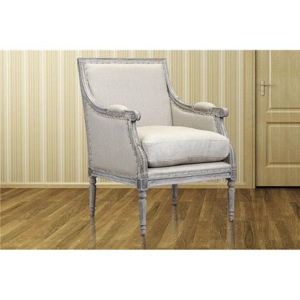 Boraam Boraam 11706 38.5 x 20 x 23 in. Prentice Arm Chair in White Wash & Oatmeal 11706